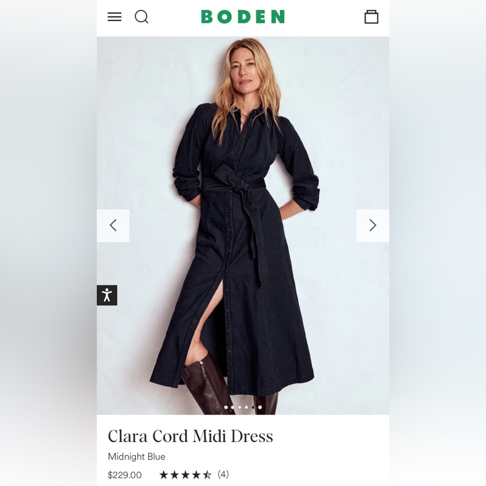 NWT! Boden’s Women’s Clara Cord Midi Dress
Midnight Blue Size 6R